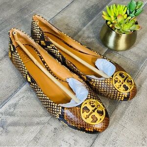 Tory Burch Chelsea Ballet Flats Snake Print Leather Women’s Size 8